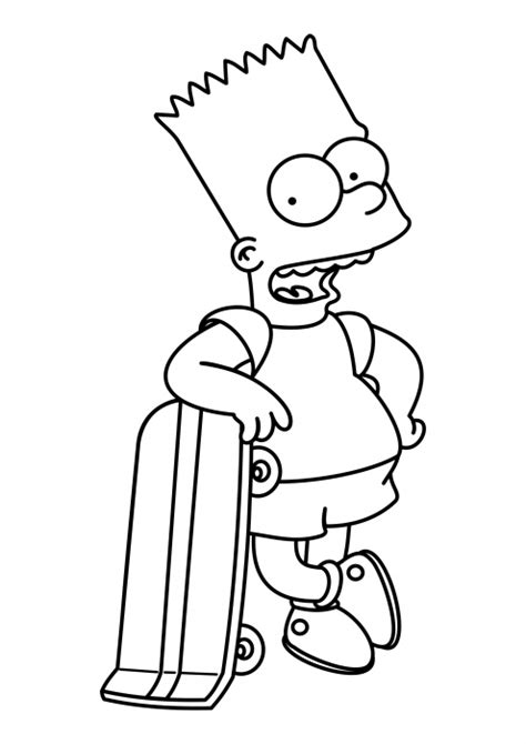 Bart With Skateboard Coloring Pages The Simpsons Coloring Pages