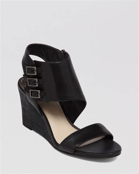 Vince Camuto Open Toe Wedge Sandals Lyssia In Black Lyst