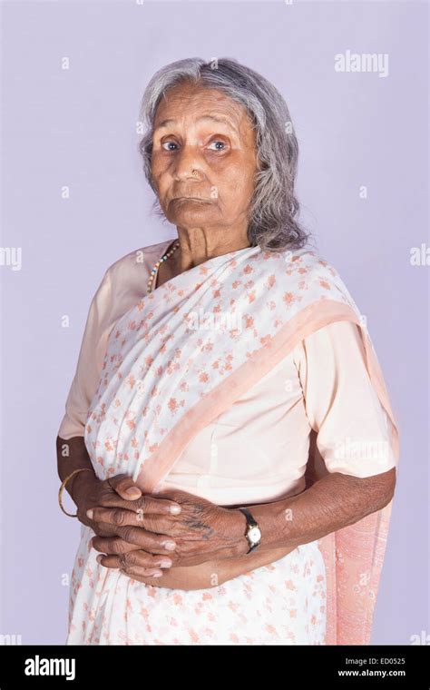 Indian Old Senior Woman Stock Photo Alamy