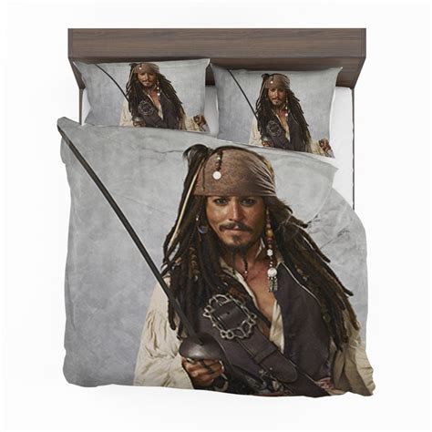 Pirates Of The Caribbean Movie Jack Sparrow Johnny Depp Duvet Cover And Pillow Case