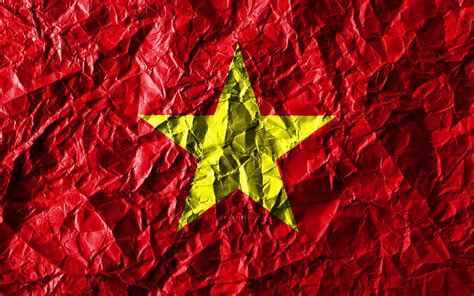 Vietnamese Flag Crumpled Paper Asian Countries Creative Flag Of