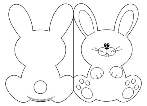 Un coniglio in piedi, visto da dietro. Biglietti di Pasqua da stampare e colorare, anche in ...