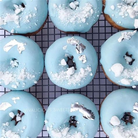 Blue Donuts Donut Food Desserts Sweets Baby Blue Aesthetic Blue