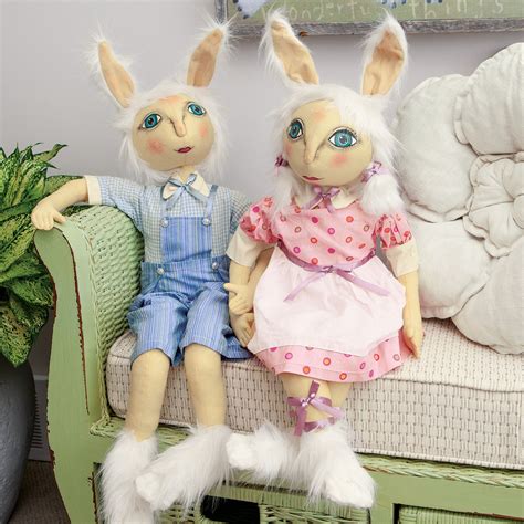 hansel and loralei rabbits olive and cocoa rabbit dolls artisan craft