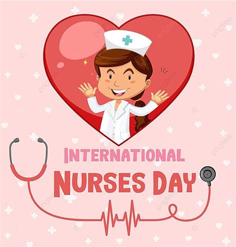 Nurse Cartoon Character With Happy Font For International Nurses Day