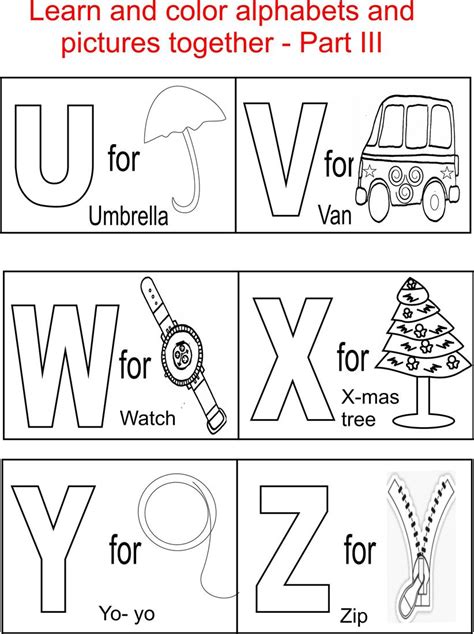 Alphabet Part Iii Coloring Printable Page For Kids
