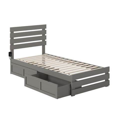 Afi Furnishings Oxford Grey Twin Extra Long Wood Platform Bed With