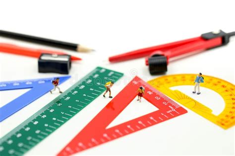 Miniature People Teacher And Student With Group Of Stationery Tools