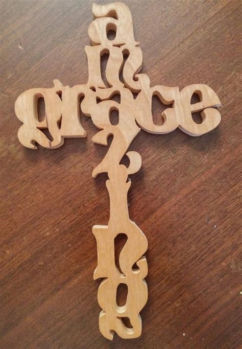 Hand Made Wooden Scroll Sawed Amazing Grace Cross 164 Etsy Scroll