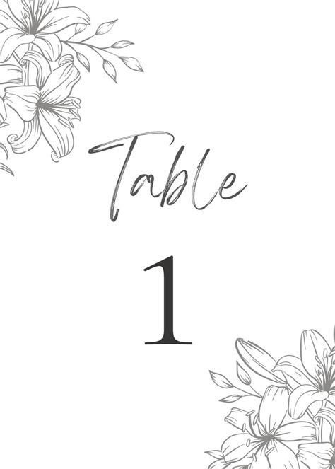 Downloadable Table Numbers Card Calligraphy Wedding Table Number