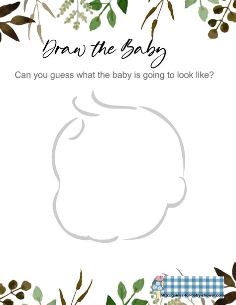 Free Printable Draw The Baby Baby Shower Game