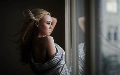 Blonde Hair Window Woman Blankets Blond Portrait