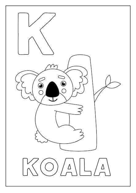 Premium Vector Learning English Alphabet For Kids Letter K Cute Koala