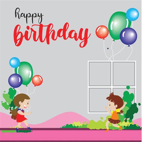Happy Birthday Greeting Cards With Blank Space Area And Cartoon