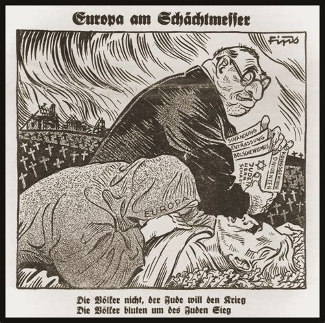 Caricature From Der Stuermer Depicting The Jew As The Inciter Of World