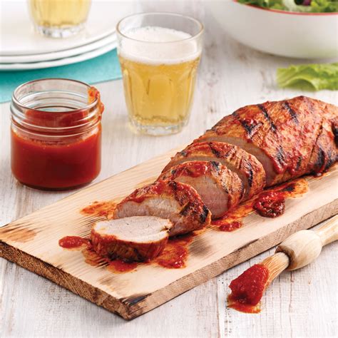 Filet de porc sauce barbecue sur planche de cèdre Je Cuisine