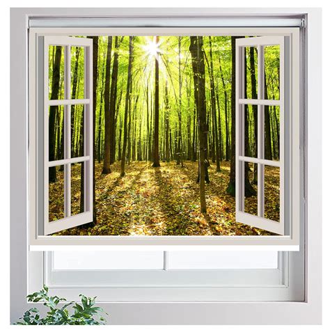 Window Sunny Forest Scenic Personalised Photo Black Out Roller Blind