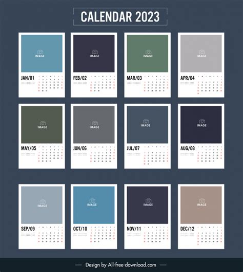 Illustrator Monthly Calendar 2023 Template Vectors Free Download 36850