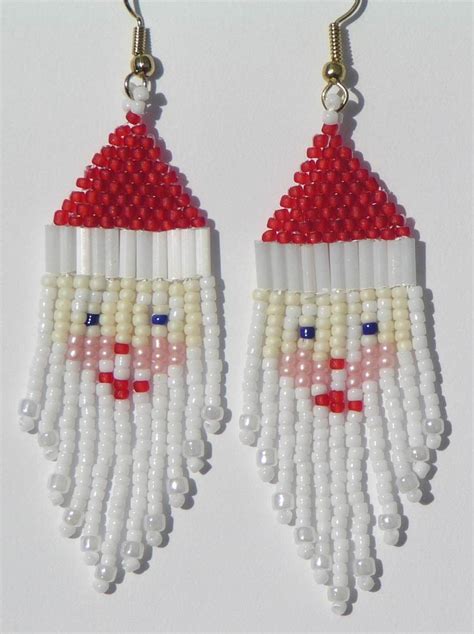 Santa Claus Beaded Earrings Christmas Earrings By Beadwizzard