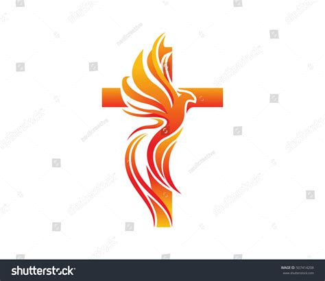 Modern Church Logo On Fire Phoenix Stock Vector 507414208