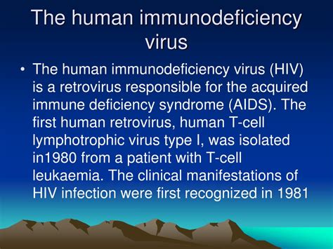 Ppt The Human Immunodeficiency Virus Powerpoint Presentation Free