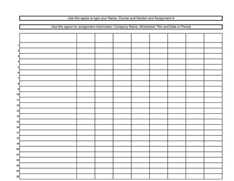 Free Printable Blank Charts Free Printable Blank Chart Worksheets Pic