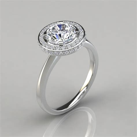 two sided micro pave halo moissanite engagement ring forever moissanite