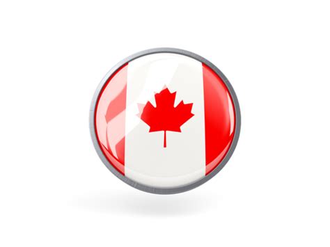 25 canada flag logos ranked in order of popularity and relevancy. Metal framed round icon. Illustration of flag of Canada