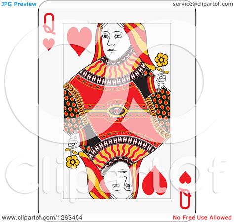 Clipart Of A Queen Of Hearts Playing Card Royalty Free Vector
