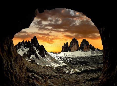 Tre Cime Di Lavaredo With Paternkofel At Sunset Royalty Free Stock