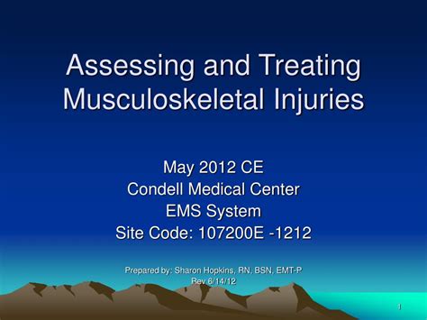 Ppt Assessing And Treating Musculoskeletal Injuries Powerpoint
