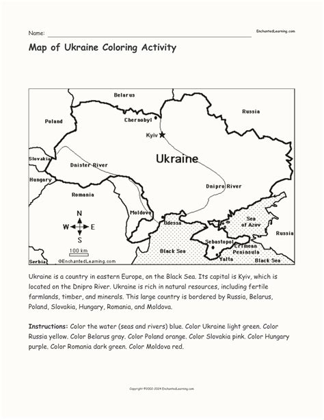 Map Of Ukraine Coloring Activity Enchanted Learning