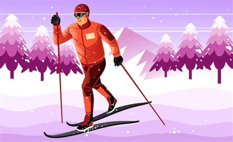 Premium Vector Cross Country Skiing Illustration
