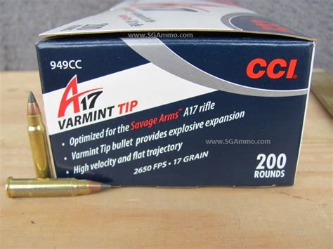200 Round Box 17 Hmr 17 Grain A17 Varmint Tip Bullet By Cci Ammo