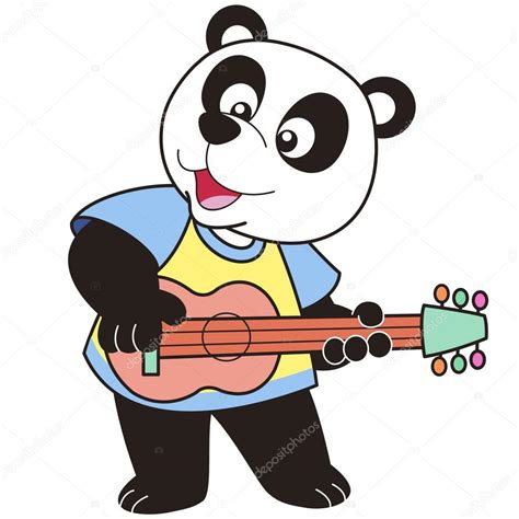 Dessin Animé Panda Jouer De La Guitare — Image Vectorielle Kchungtw