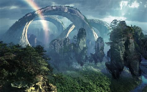 1057794 Forest Planet Stones Clouds Earth Cliff Rainbows