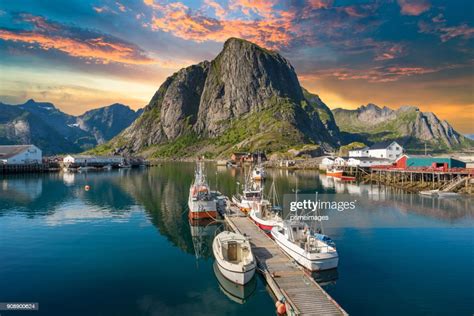 Norway View Of Lofoten Islands In Norway With Sunset Scenic High Res