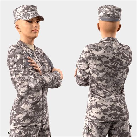 Female Soldier Military Acu Rigged For Modo 3d Model