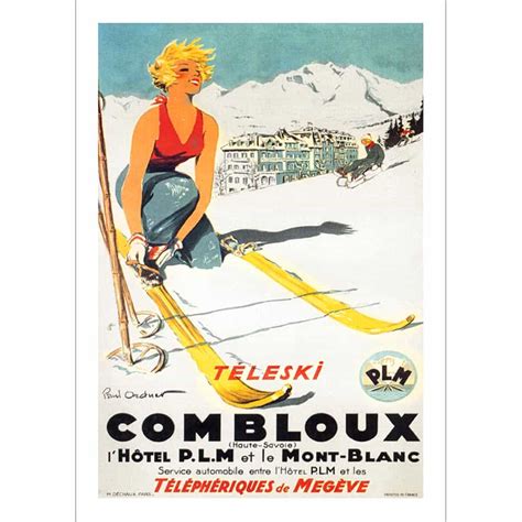 Combloux Teleski French Art Deco Ski Poster Blond