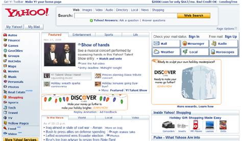 The Yahoo Home Page As Of November 2006 Source Download Scientific Diagram