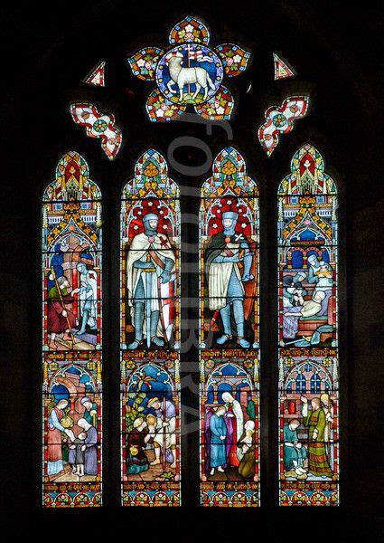 Exquisite Stained Glass Window Depicting Knights Templar