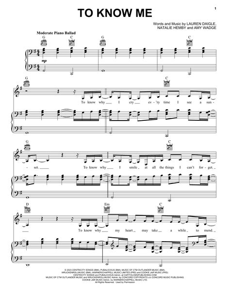 Download Lauren Daigle To Know Me Sheet Music And Pdf Chords Piano