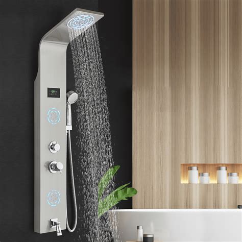 Zovajonia Bathroom Led Shower Panel Tower System Rain Waterfall Massage