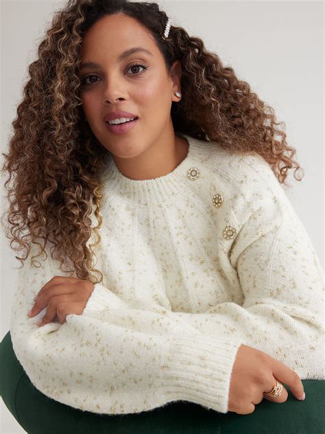 Textured Sweater With Buttoned Neckline Penningtons