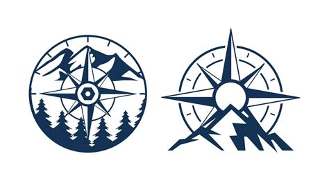 Mountain Compass Logo Design Template Compass Silhouette Logo Clipart