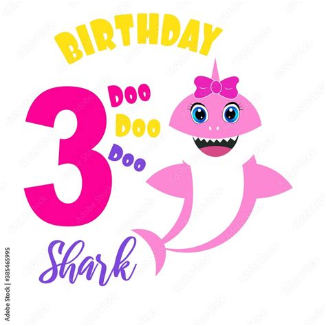 Cute Baby Shark Birthday Card Illustration Stock Vector Adobe Stock