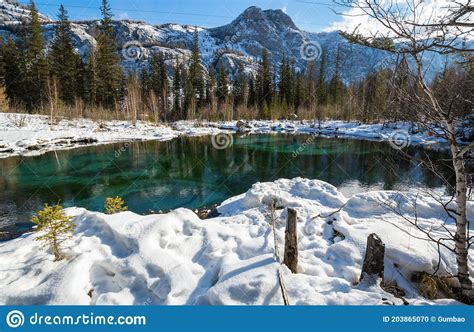 Blue Geyser Lake In Altay Mountains Stock Photo Image Of Scenery