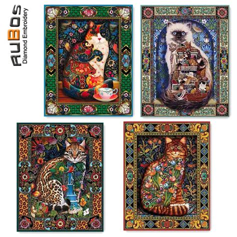 Diy 5d Diamond Painting Cross Stitch Marjor Sarn Tapestry Cats Full