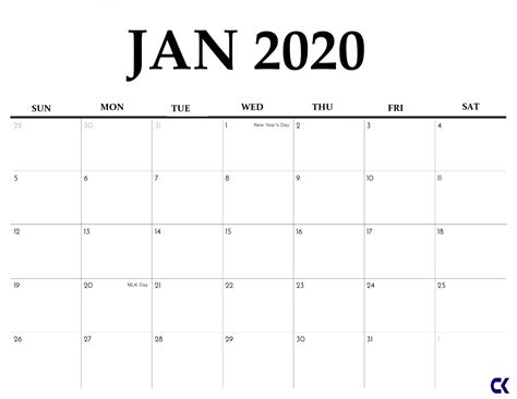 Printable Calenar For 2020 With Space To Write Print Calendar