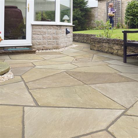 Lay artificial grass over crazy paving : Riven Harena Kaleidoscope | Marshalls.co.uk